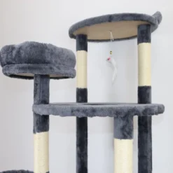 SEVOBAL Pet Tower Multi-Level With Spacious Condos, Scratching Posts, Sturdy For Multiple Cats With Perches, Toys, Dark Grey, 26.38"*26.38"*10.63" -Household Items GUEST ebb05374 9ee6 4e61 b33b 703ad55021bf