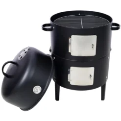 SEVOBAL Grill Cookware Heavy-Duty Steel Charcoal Smoker With Precise Temperature Control, Round Smoker For Grilling, Smoking, Black, 21.5"*17"*33.88" -Household Items GUEST ebe129b7 8add 4ea8 b4d9 5be4b5e446e2
