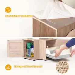 SEVOBAL Pet Tower All-in-One Cat Tree With Litter Box Enclosure, Featuring Hammock, Bed, Food Station, Scratching Posts, Beige, 29.13"*22.83"*9.25" -Household Items GUEST ec80eaa6 09ef 4f93 becb 09cea004d838