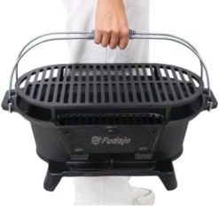 SEVOBAL Outdoor Grills, Griddles And Smokers Oval Cast Iron Hibachi Grill, Portable Charcoal Grill For Outdoor Cooking, Black, 20.7"*13"*10.6" -Household Items GUEST ed212d7e ca5f 49a8 a18f c1cb5cbcca3f