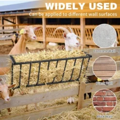 SEVOBAL Pet Bowl Heavy Duty Wall Mounted Hay Feeder, Large Capacity Livestock Feeding Rack For Horses, Goats And Sheep, Black, 41.34"*13.78"*6.69" -Household Items GUEST edc54673 bf81 4ac0 8163 3a49f5138c93