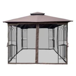 Sevobal Patio Umbrellas Outdoor Patio Gazebo Canopy Tent With Ventilated Double Roof And Mosquito Net, Suitable For Lawn, Brown, 117"*117"*108.7" -Household Items GUEST edfa8b73 2744 4784 9430 ef3ca9ac7ac8