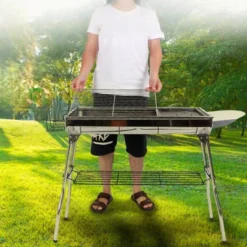 SEVOBAL Outdoor Grills, Griddles And Smokers Foldable Outdoor BBQ Set With Non Stick Pan, Accessories For Camping, Picnics, Silver, 30.3"*11.17"*7.5" -Household Items GUEST ee80dc17 ccf1 492f ab18 60aca205f3ba