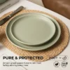 SEVOBAL 12-Piece Stoneware Dinnerware Set Microwave Dishwasher Friendly Stackable Matte Glaze Plates Bowls Service For 4, Green, 10"*10"*2.4" -Household Items GUEST eea478c2 4707 4361 9245 127e2a155d34