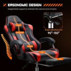SEVOBAL Task And Office Chairs User Friendly Gaming Chair With Footrest And Adjustable Lumbar Support For Long Hours Of Play, Red, 26.7"*25.3"*52.3" -Household Items GUEST eed53be3 868d 480b b5df 086fbb0b1486