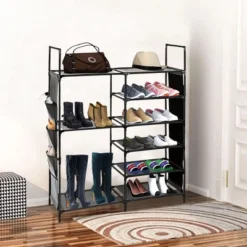 SEVOBAL 35 Pairs Shoe Rack 6 Tier Shoe Shelf Shoe Storage, Shoe Organizer For Entryway Stackable Shoe Holder Shoe Stand, Black, 43"*20"*10"