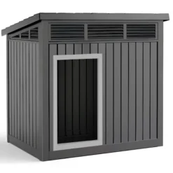 SEVOBAL Pet Crates And Houses All-Weather Dog House With Removable Floor, Indoor Outdoor Use, Medium To Large Dogs, Black, 32.2"*25.12"*24.13" -Household Items GUEST f016de34 f143 419b 862d 1e64c6738111