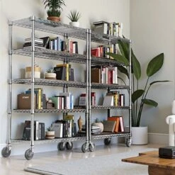 SEVOBAL Utility Storage Shelves 6 Tier Steel Shelving Unit With Wheels For Home Kitchen Office Or Garage, Chrome, 47.2"*17.7"*76.7" -Household Items GUEST f0cf52f6 0416 4ec6 a569 77a026303df7