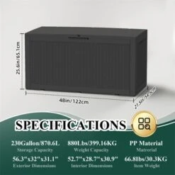 SEVOBAL Deck Boxes 100 Gal Outdoor Patio Storage Box With Handle, For Storage Patio Furniture Garden Tools, Black, 48.03"*21.46"*24.53" 10 SEVOBAL Deck Boxes 100 Gal Outdoor Patio Storage Box With Handle, For Storage Patio Furniture Garden Tools, Black, 48.03"*21.46"*24.53" -Household Items GUEST f0e6dbf7 2b2b 4e12 8f49 e550766f2ed2