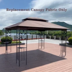 Sevobal Patio Umbrellas Patio Double Roof Gazebo Replacement Canopy Top Fabric, Uv-Resistant Material, Top Cover Only, Brown, 157.5"*118"*33.5" -Household Items GUEST f111609a adbe 4d80 b6f2 670fe1ec60eb