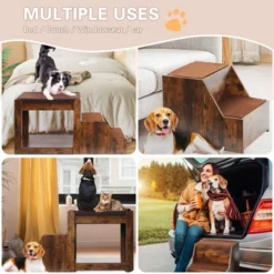 SEVOBAL Pet Steps And Ramps Multi-Level Pet Bunk With Removable Step Indoor Window Perch With Cushion, Scratch Pad, Brown, 30.4"*22.52"*7.48" -Household Items GUEST f15d1b98 d332 460e acd5 1aa93159b74e