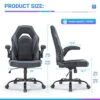 SEVOBAL Task And Office Chairs Computer Chair Adjustable Gaming Chair With Lumbar Support, Rocking Function For Home Office, Gray, 25.3"*27.7"*45.6"