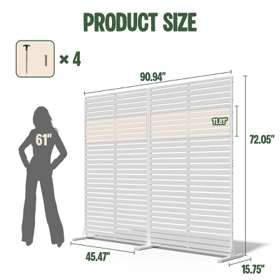 SEVOBAL 2pc Patio Screen Patio Privacy Porch Screen Patio Screens Paged Patio Decorative Screens Patio Screen Decor Outdoor, White, 90.94"*15.75"*72" 4 SEVOBAL 2pc Patio Screen Patio Privacy Porch Screen Patio Screens Paged Patio Decorative Screens Patio Screen Decor Outdoor, White, 90.94"*15.75"*72" - Image 2