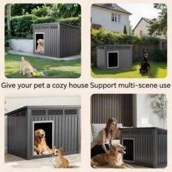 SEVOBAL Pet Crates And Houses All-Weather Dog House With Removable Floor, Indoor Outdoor Use, Medium To Large Dogs, Black, 32.2"*25.12"*24.13" -Household Items GUEST f48d0809 8bc5 4d76 b5eb 2c6906a5d117