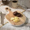 SEVOBAL Serving Platters Handmade Teak Wood Cheese And Bread Board With Asymmetrical Modern Design For Cakes, Appetizers, Beige, 15"*9"*0.75" -Household Items GUEST f5409317 9280 48e5 9326 6ea8f253fe62