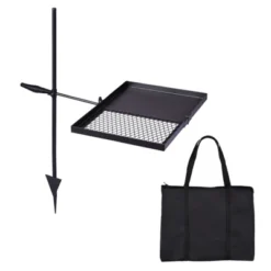 SEVOBAL Grill Cookware Folding Swivel 2-in-1 Portable Cooking Grate, Pan, Adjustable For Camping, BBQs, Fire Pit Cooking, Black, 25.2"*25.2"*32.3" -Household Items GUEST f59c24ff b3a2 4a37 bcd4 8a66a62a4550