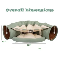 SEVOBAL Pet Toy Collapsible Cat Tunnel Bed For Indoor Cats, Washable Cat Hide Tunnel With Hanging Toys And Cushion Mat, Green(50"*21.65"*10.5") -Household Items GUEST f696b3c0 674b 4159 a5e2 061aadb4924e