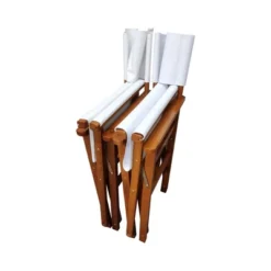Sevobal Outdoor Portable Chairs 2 Piece Wooden Director Chair Set With Canvas Seat For Outdoor Patio Garden Balcony, White, 23"*20"*36"