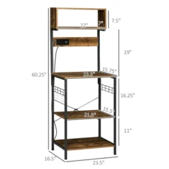 SEVOBAL Bakers Racks Kitchen Storage Stand Freestanding Rack With Adjustable Shelves And Hooks For Living Space, Rustic Brown, 23.5"*16.5"*60.3" -Household Items GUEST f74bcd6f 46ef 42f4 ae16 2a3fdadf2c4b