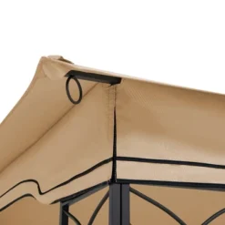 Sevobal Patio Umbrellas Outdoor Patio Gazebo Replacement Canopy, Double Tiered Gazebo Tent Roof Top Cover Only , Brown, 139.76"*116.14"*69.29"