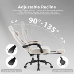 SEVOBAL Office Chair Desk Chair Computer Chair Office Chairs With Lumbar Support Swivel Rolling Easy Assembly Home Gift, Beige, 25.2"*25.4"*48.4" -Household Items GUEST f7be3849 7d97 4d31 9fc1 7c8d4079352f