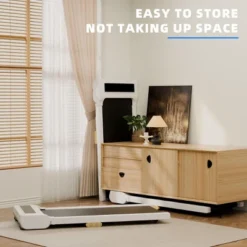 SEVOBAL Walking Pad Running 2.25HP Cushioned Belt Folding Portable Treadmill Spacious Surface Under Desk For Home Gym Office, White, 47.2"*20.9"*4.9"