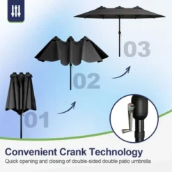 Sevobal Patio Umbrellas Double Sided Twin Patio Umbrella Sun Shade, Outdoor Usage For Garden, Lawn, Beach, Extra Large, Gray, 181.1“*106.2"*94.5" -Household Items GUEST f9521d5f 6a56 47e4 9bca 933bbf1f74e3