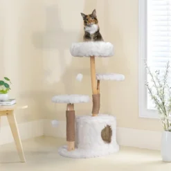 Sevobal Pet Tower Modern Cat Tree, Natural Branch Cat Tower, Luxury Cat Condo, Indoor Cat Furniture, Kitten Cat Gift, White, 34"*17.72"*41.73" -Household Items GUEST f9ff946c 50a9 4bad 8cc8 11d9be77536b