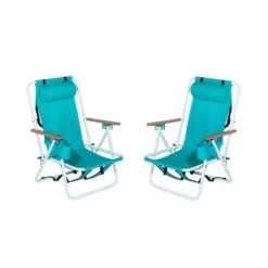 Sevobal Outdoor Portable Chairs 2PCS Reclining Beach Chair Set With Cup Holder And Headrest For Lawn Patio Deck Garden, Blue, 23"*21.7"*31.5" -Household Items GUEST fa85009b 77df 41bd affc fde94ea11b35