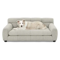 SEVOBAL Pet Beds Dark Gray Soft Comfortable Dog Sofa With Backrest Armrests Standard Size For Living Room Bedroom, Beige, 38.5"*22.5"*13.5" -Household Items GUEST fa8efc60 0917 433f 90fb 2e68ccc35920