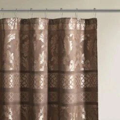 SEVOBAL Shower Curtain Traditional Paisley Jacquard With Coordinating Solid And Piping Detail, Brown, 72"*72"*0.13" -Household Items GUEST fb997016 c222 4815 8b72 5b5d16ed05aa