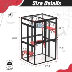 Sevobal Pet Carriers, Gothic Cat Cages Indoor Enclosure With Platforms And Hammock For 1-3 Cats, Black, 39.4"*33.3"*63.8" -Household Items GUEST fbbcef4e 6dfb 4825 a886 5e270691b0f5