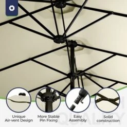 Sevobal Patio Umbrellas Large Double Sided Twin Outdoor Market Umbrella, Crank Handle For Deck, Lawn, Backyard, Sun Shade, White, 181.1“*106.2"*94.5" -Household Items GUEST fbef45fa b3a4 4675 8741 9f136d23890a