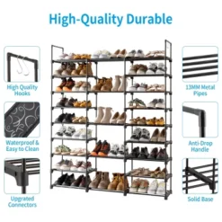 SEVOBAL 9 Tier Shoe Rack Organizer For Mulitiful Pairs Metal Adjustable Height Stackable Shoe Storage For Closet Entryway, Black, 7.48"*13.39"*17.13" -Household Items GUEST fe00c266 951e 4bd5 81cd e64e9f68c2ed