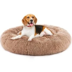 SEVOBAL Pet Beds Anti-Slip Round Fluffy Plush Faux Fur Cat Bed, Pet Bed For Dog Or Cat, Removable Pet Sofa Bed, Brown, 24.8"*24.8"*5.9" -Household Items GUEST fe1ee9d0 fec8 4ee9 b901 ca501afd9078