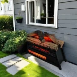 SEVOBAL Fireplace Insert Heater Mantel 3D Flame Quartz Fireplace Stove Bottom Air Outlet Fire Place Panoramic 4-Side View, Black, 24.41"*10.04"*16.54" -Household Items GUEST fe560646 b901 4c06 9d08 3319b57d6b2a