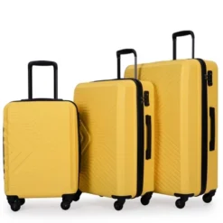 SEVOBAL Luggage 3 Piece ABS Lightweight Luggage Set With Spinner Wheels, TSA Lock, Hard Shell Suitcase For Travel School, Yellow, 30.31"*20.08"*11.81" -Household Items GUEST fe6422f3 c86e 49ae 8b52 48b5cbac242e
