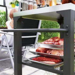 SEVOBAL Outdoor Grills, Griddles And Smokers Premium Stainless Steel Grill Cart With Foldable Side Table Cooking Station, Black, 37.4"*27.6"*19.7" -Household Items GUEST fe764e1f a162 406f 8635 5432e320d5b4