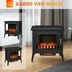 SEVOBAL Fireplace Insert Heater Mantel 3D Flame Quartz Fireplace Stove Bottom Air Outlet Fire Place Panoramic 3-Side View, Black, 28.25"*16.75"*24.5" -Household Items GUEST fe769e40 bf40 4383 ac6f 79ef3f7e970e