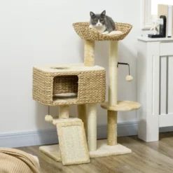 SEVOBAL Cat Tree For Indoor Cats, Cat Tower With Scratching Posts, Ramp, Condo, Toy Balls, Platform, Bed, Ramp, Beige (23.5"*15.75"*38.5") -Household Items GUEST ff0f292c 8d18 4be6 8890 99d1b725ee88