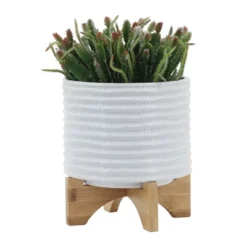 SEVOBAL Planters Small Plant Pot With Drainage Plug And Stand And Legs For Indoor Home Office Table Plants Flowers Herb, White, 8"*8"*10" -Household Items GUEST ff423684 102c 4d88 8a0a 2b024d2ed6a1