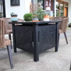 SEVOBAL Grill Cookware 2-in-1 Outdoor Fire Pit Table, Smokeless Square Patio Grill, Heater For Garden, Balcony, Terrace, Black, 26.37"*24.01"*9.05" -Household Items GUEST fff42db2 d10e 4a62 a85e 8d1b110c418c